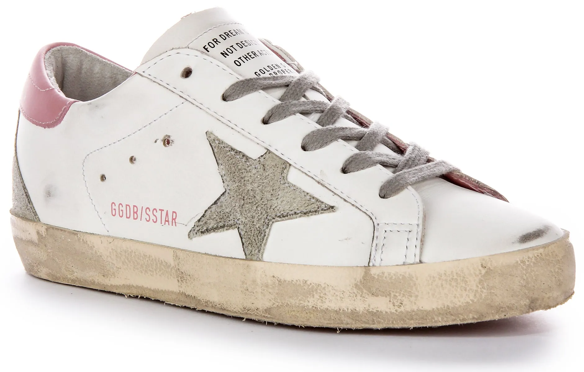Textile lining ensures a smooth feel on contact Golden Goose Super Star In White Pink For Women