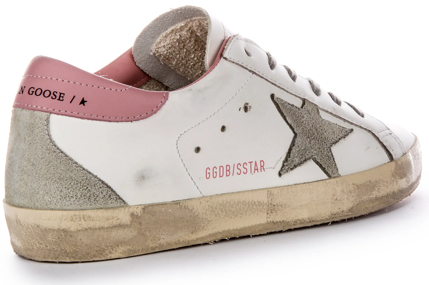Golden Goose Super Star In White Pink For Women Spring Toe