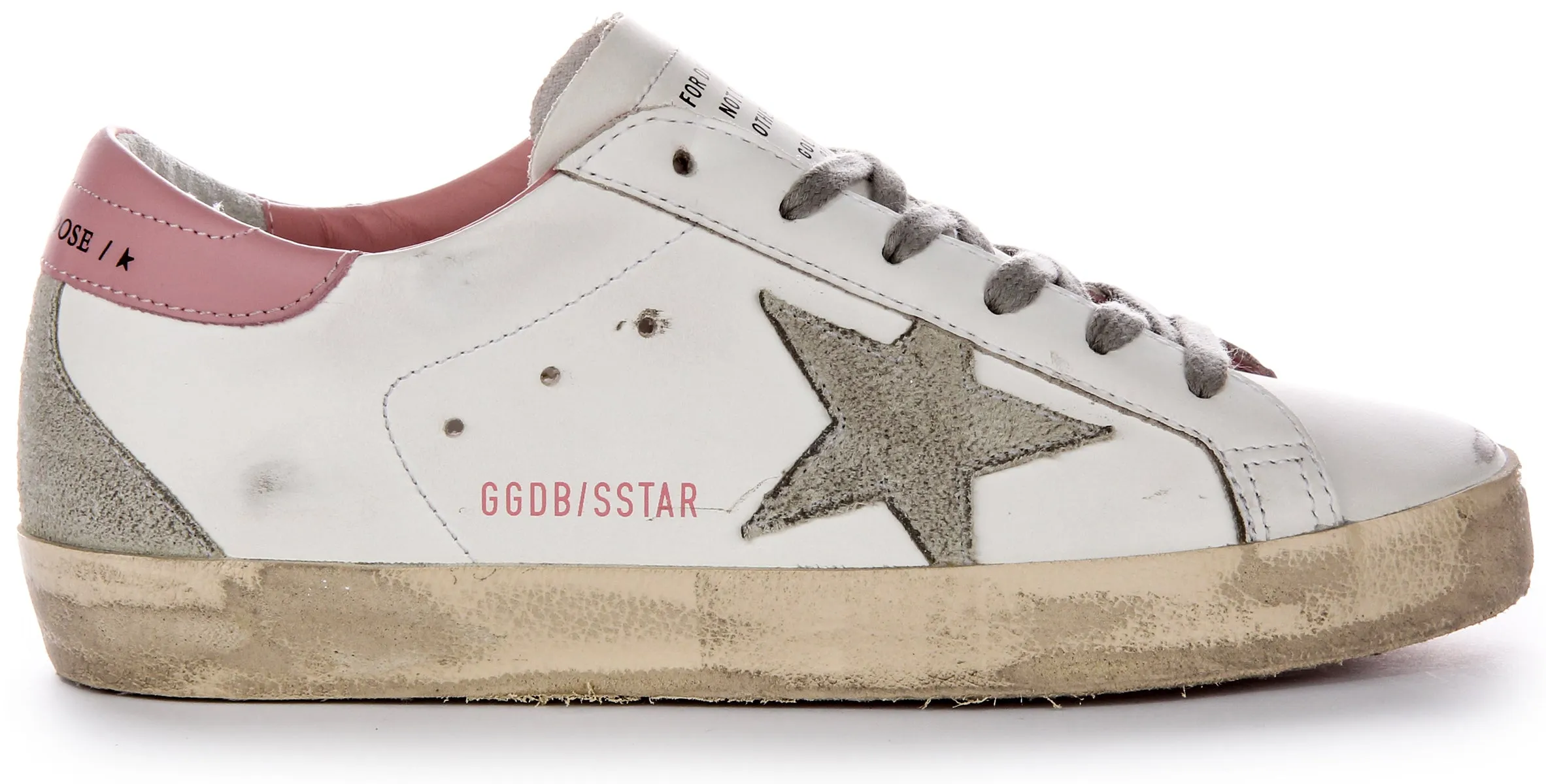 Golden Goose Super Star In White Pink For Women Spring Toe