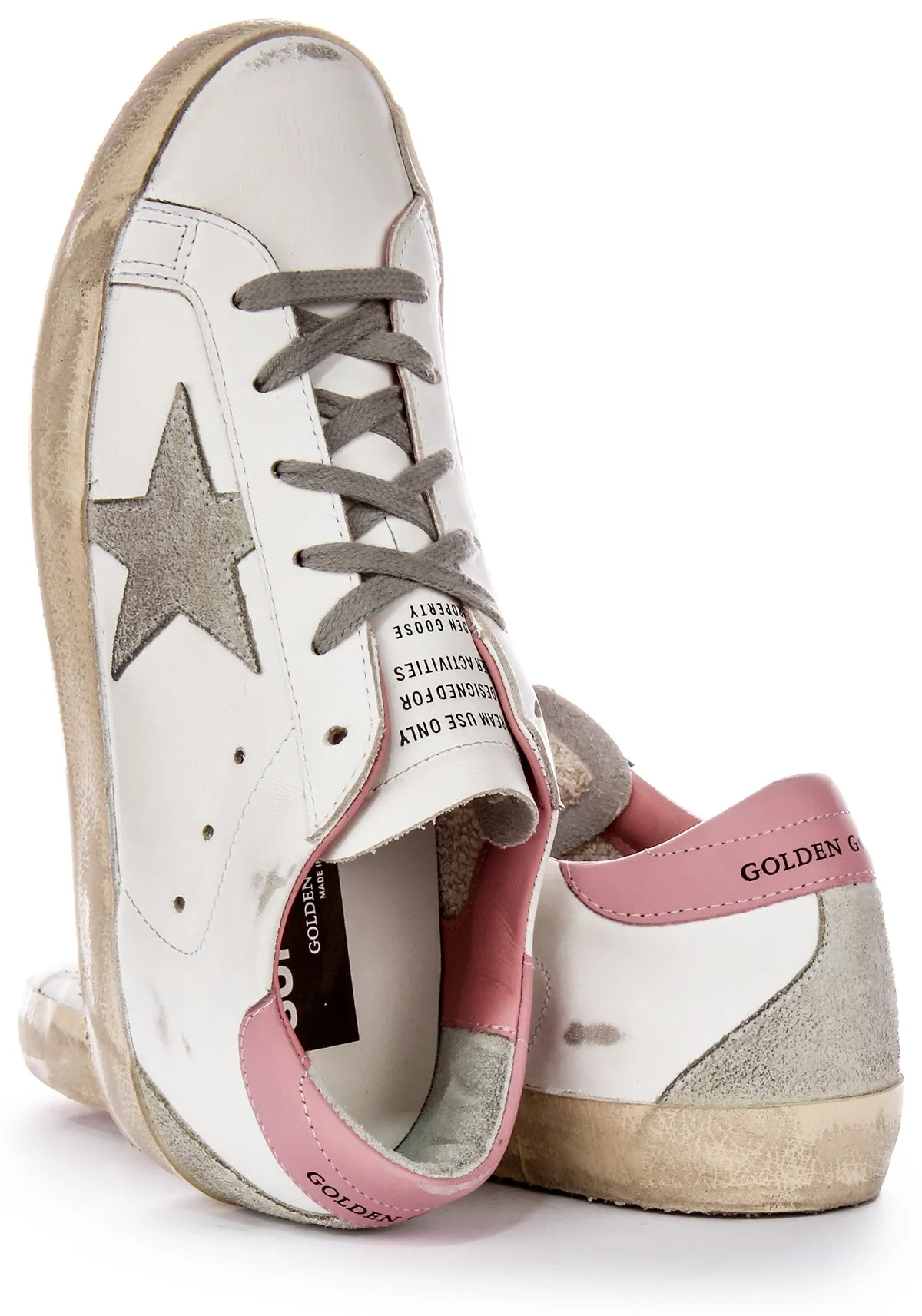 Golden Goose Super Star In White Pink For Women Spring Toe