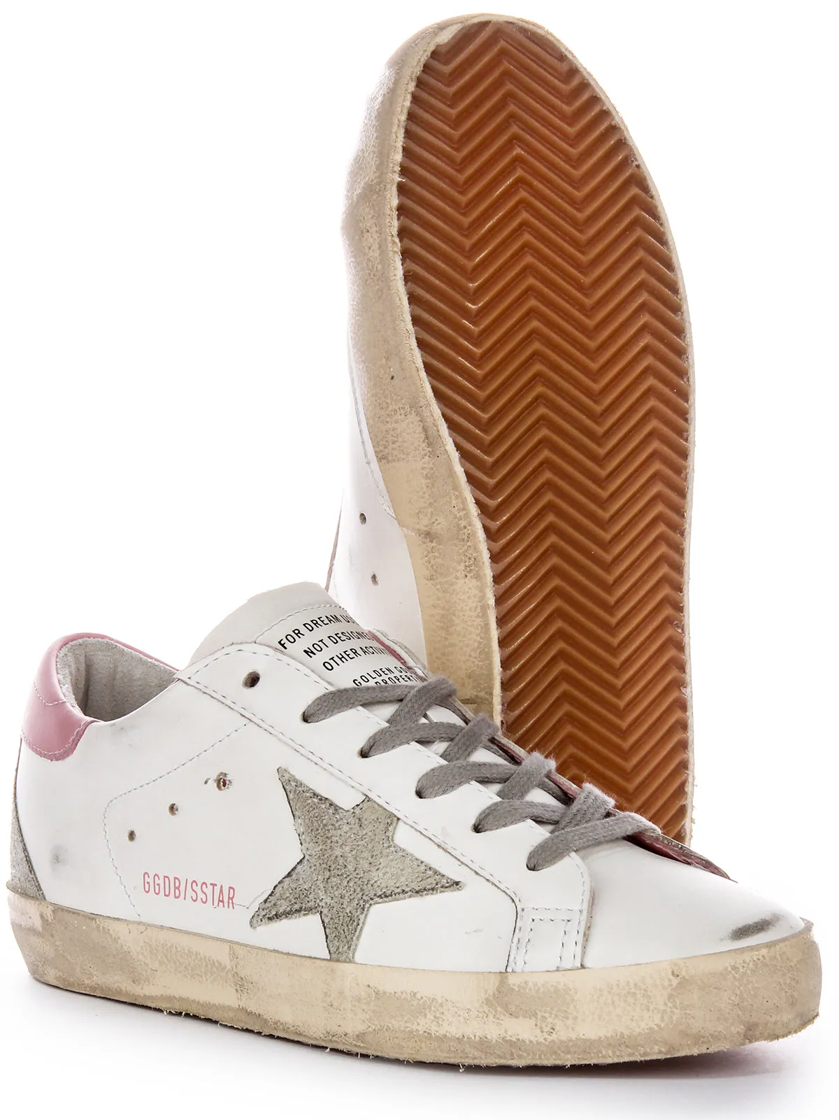 Golden Goose Super Star In White Pink For Women Spring Toe