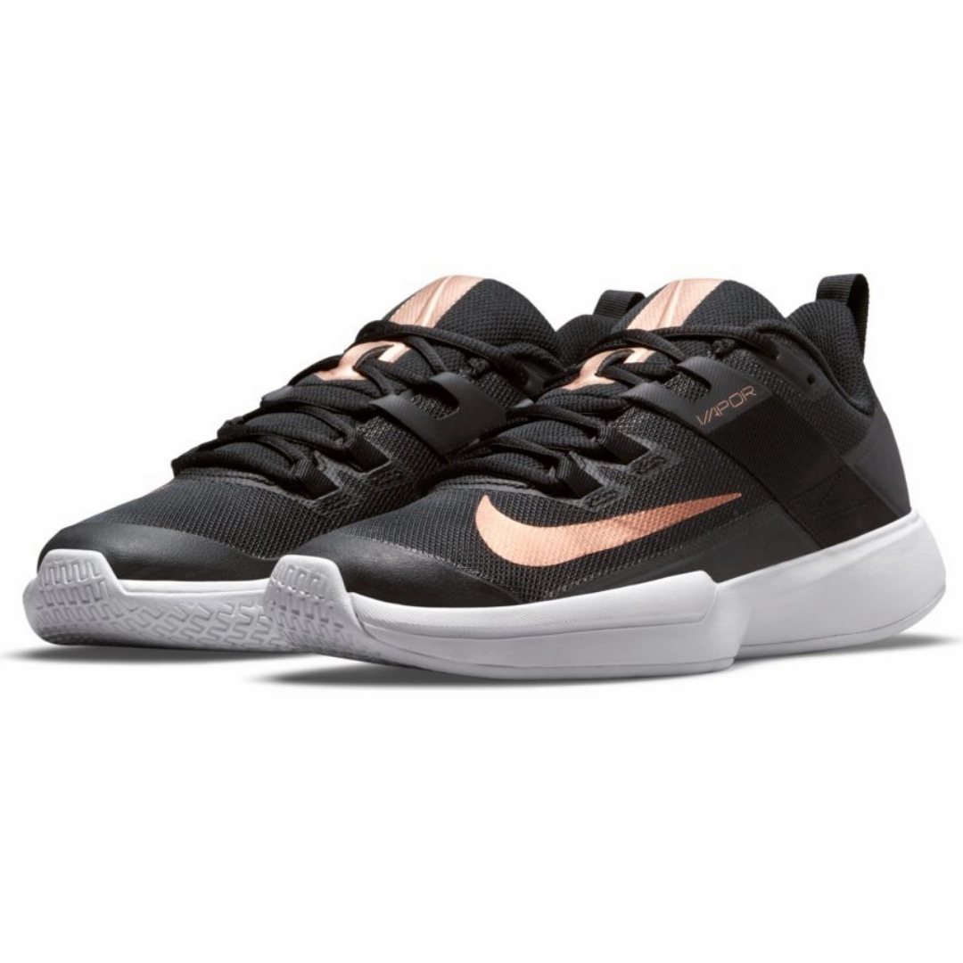 Good Traction Control Concept Nike Womens Court Vapor Lite Tennis Shoes - Black/Metallic Red Bronze-White