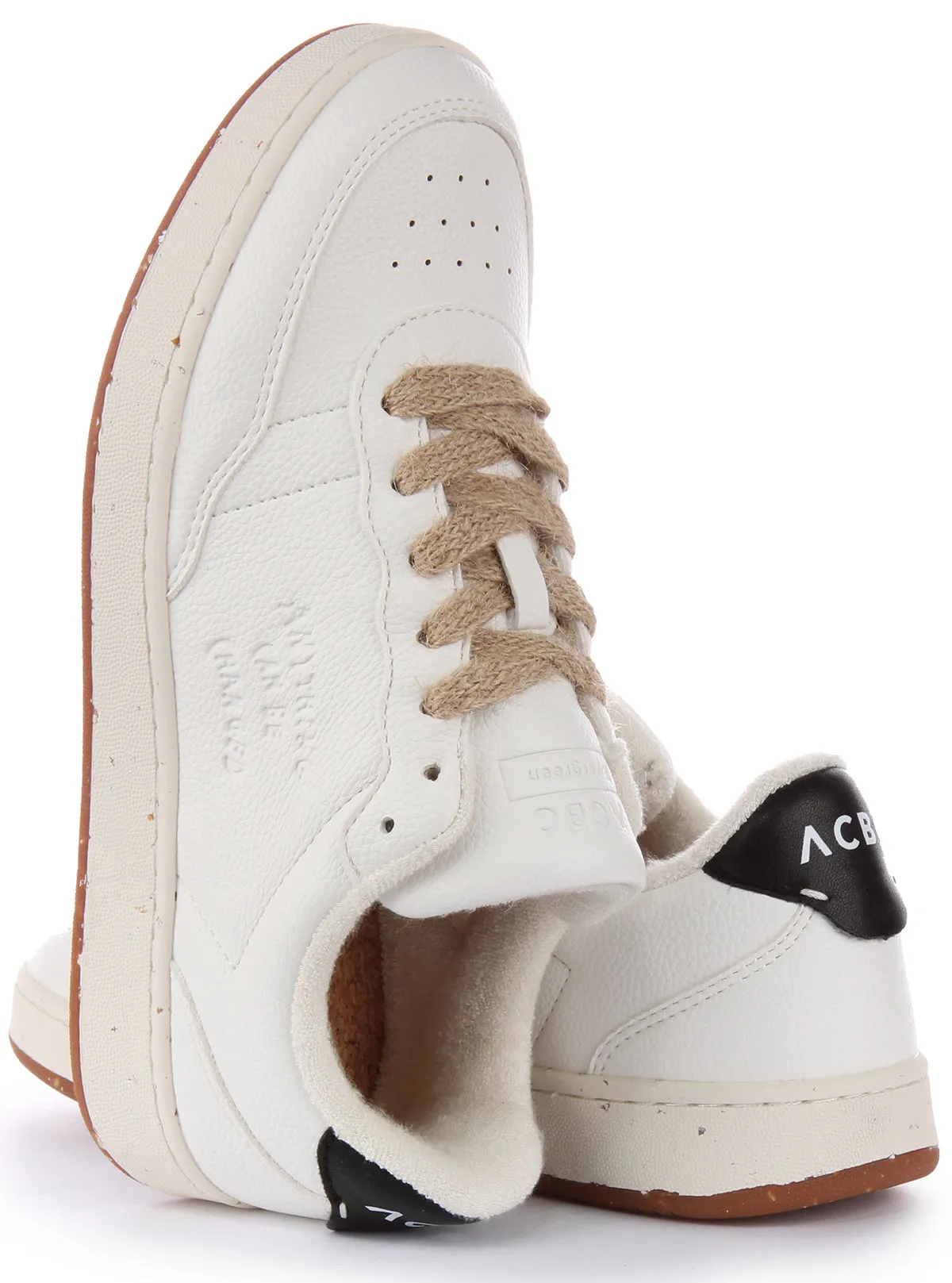 Grip Lines ACBC Lace up Grape Trainers In White Navy