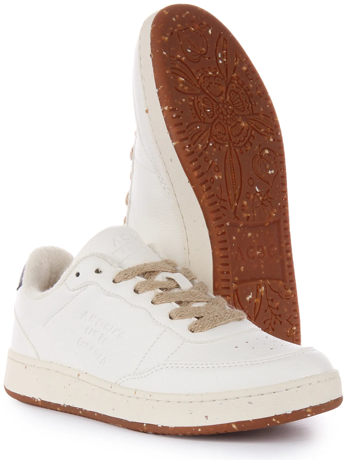 Grip Lines ACBC Lace up Grape Trainers In White Navy