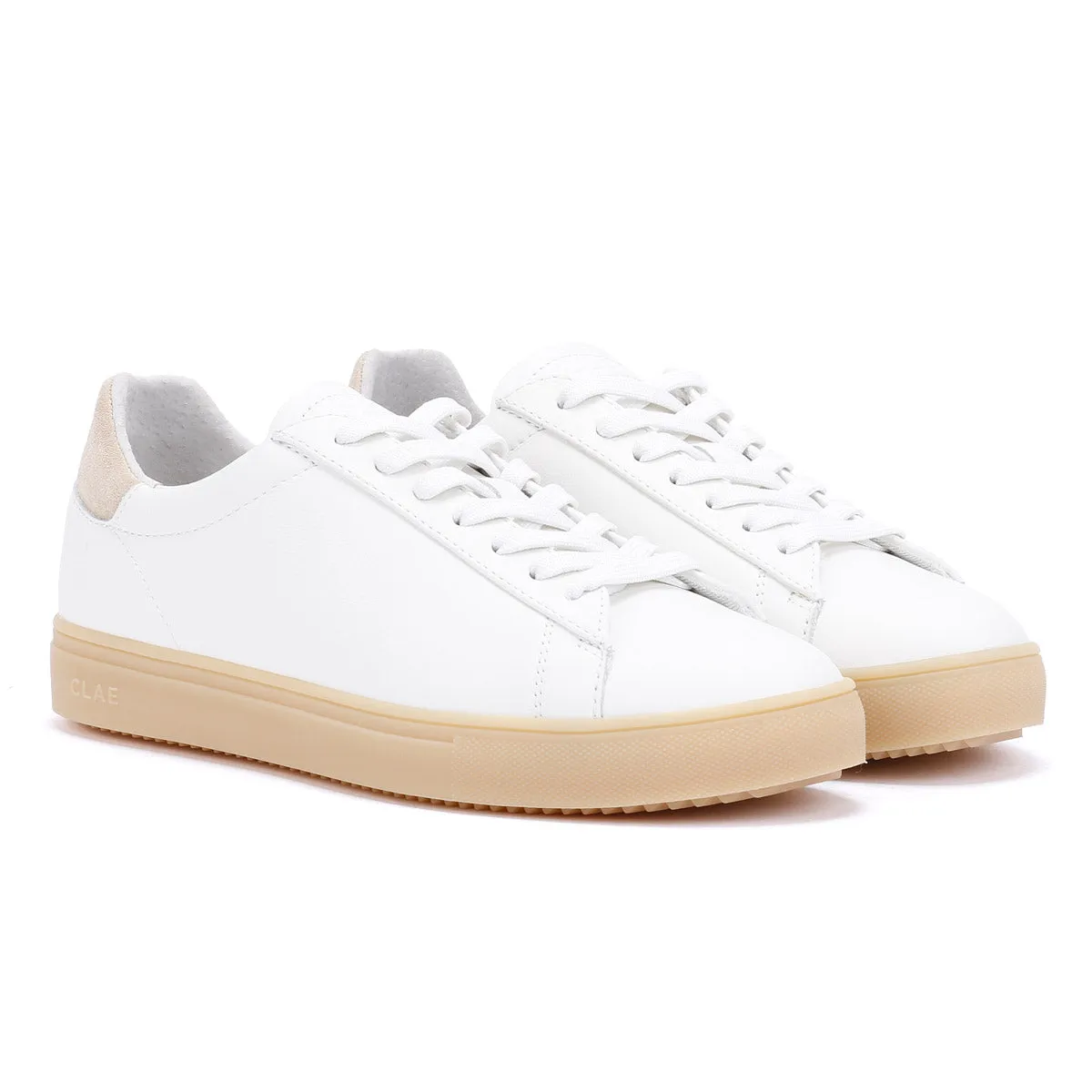 Minimal Look Clae Bradley Leather Men's White/Natural Gum Trainers