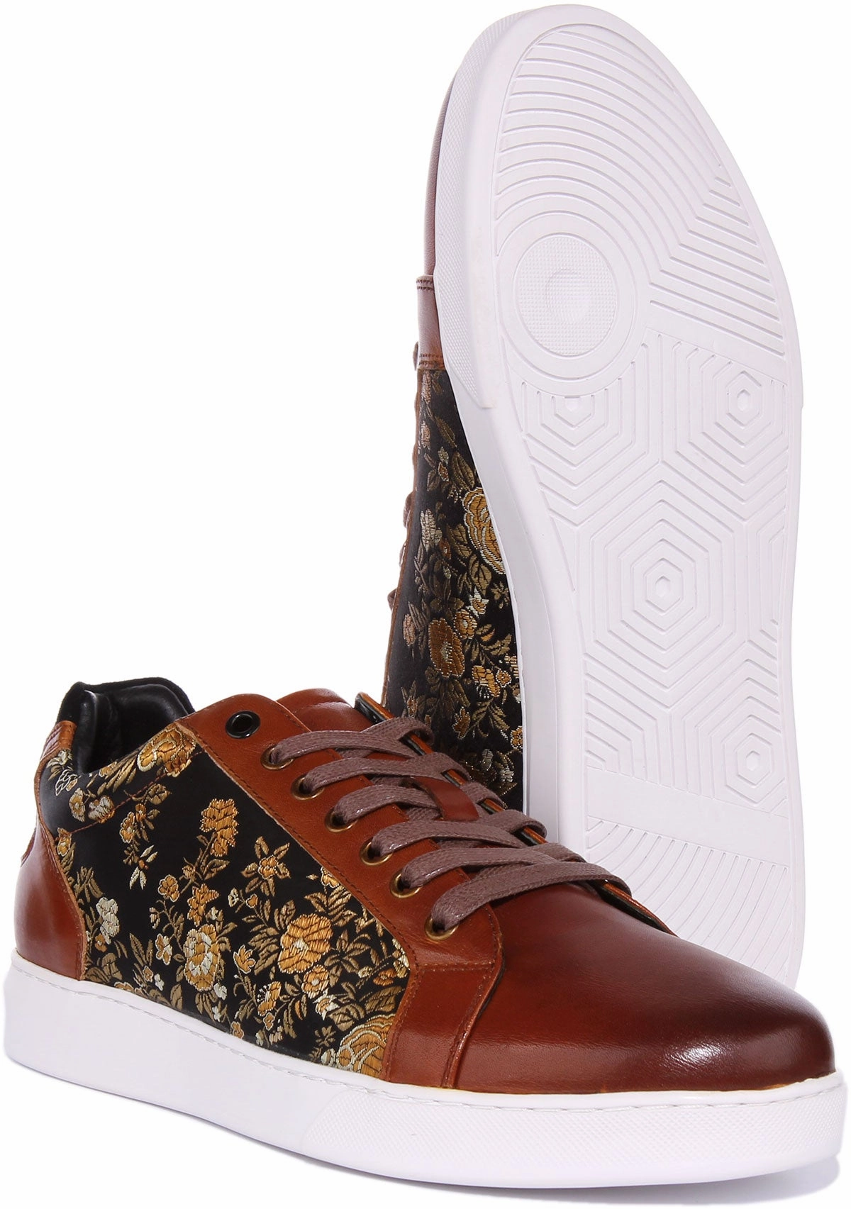 Grip Lines Justinreess England Emmerson Floral Trainer In Brown For Men