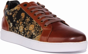 Foam Comfort Justinreess England Emmerson Floral Trainer In Brown For Men