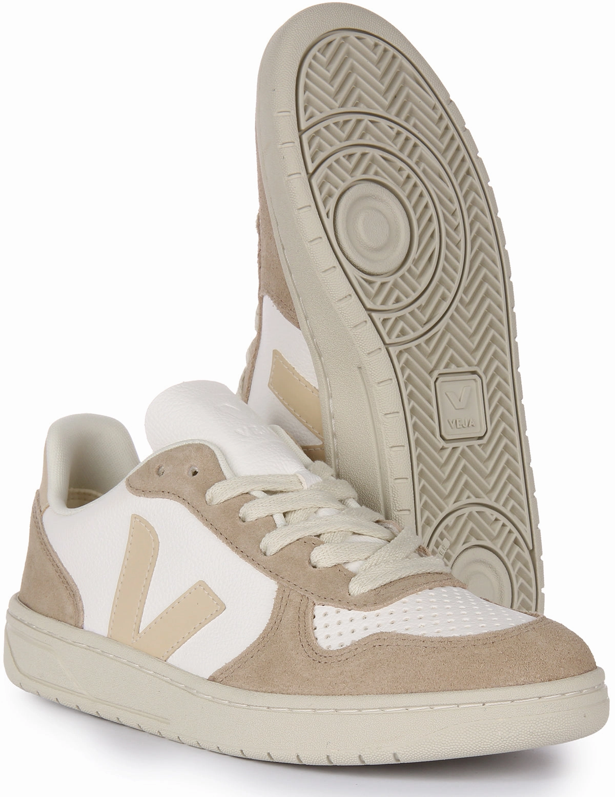 Grip Traction Veja V 10 Chromefree In White Grey For Women