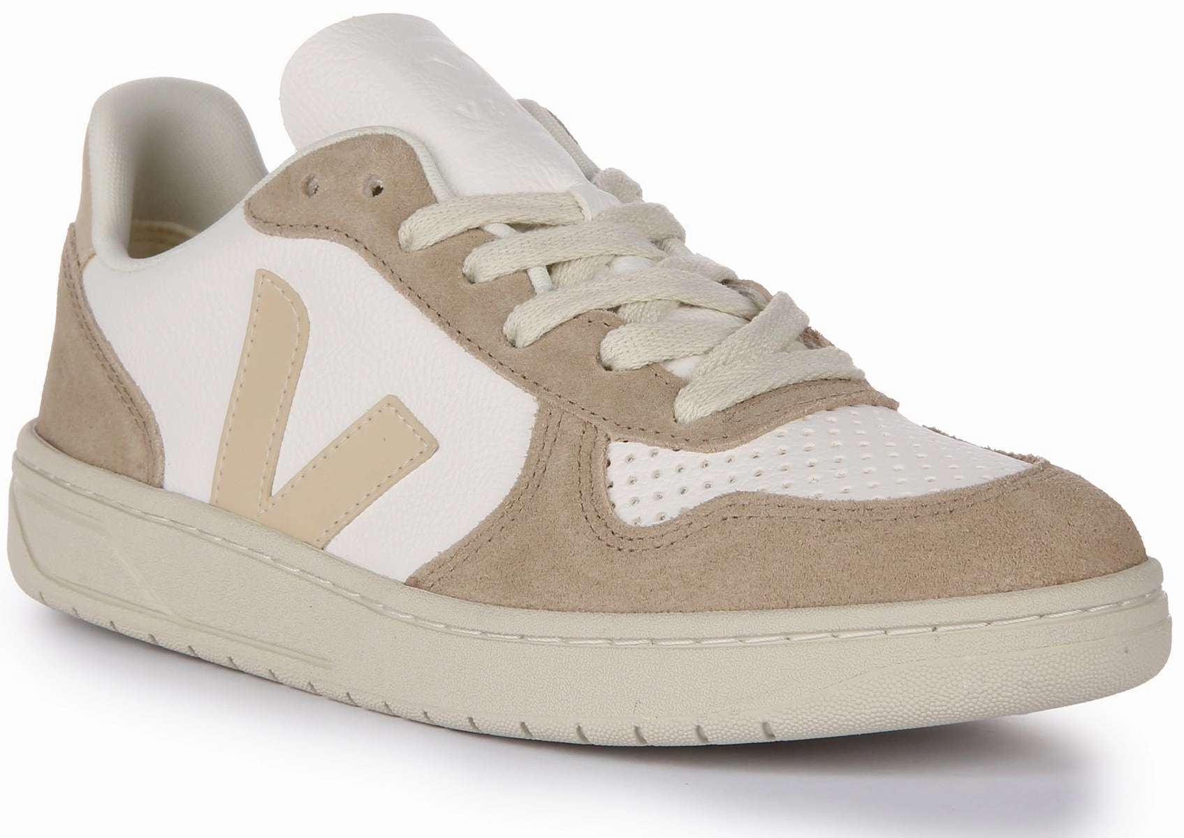 Sock-like fit reduces rubbing during direction shifts Veja V 10 Chromefree In White Grey For Women