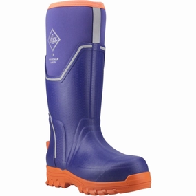 Cozy Comfort Heavy Duty Rain Gear Muck Boots Grit S5 Rubber Women's Blue/Orange Wellington Boots