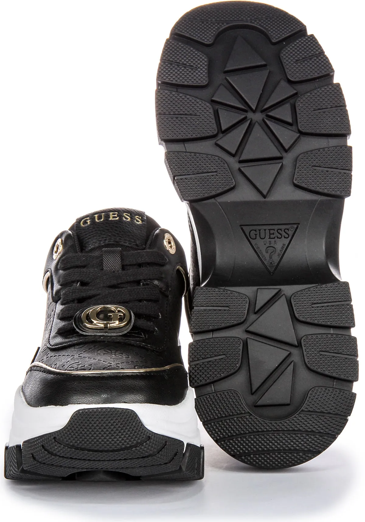 Guess Berrett In Black Gold 4G Print For Women Steady Pace