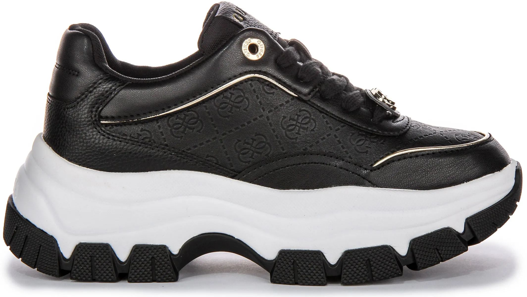 Guess Berrett In Black Gold 4G Print For Women Steady Pace