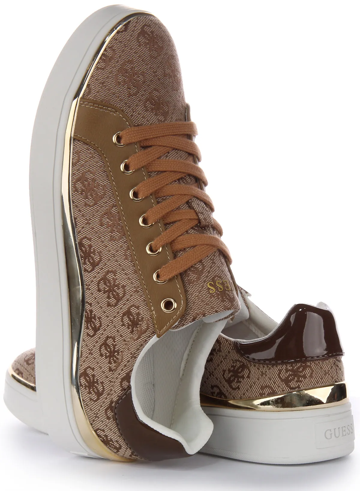 Guess Bonny 4G Trainers In Moca For Women Easy Wear