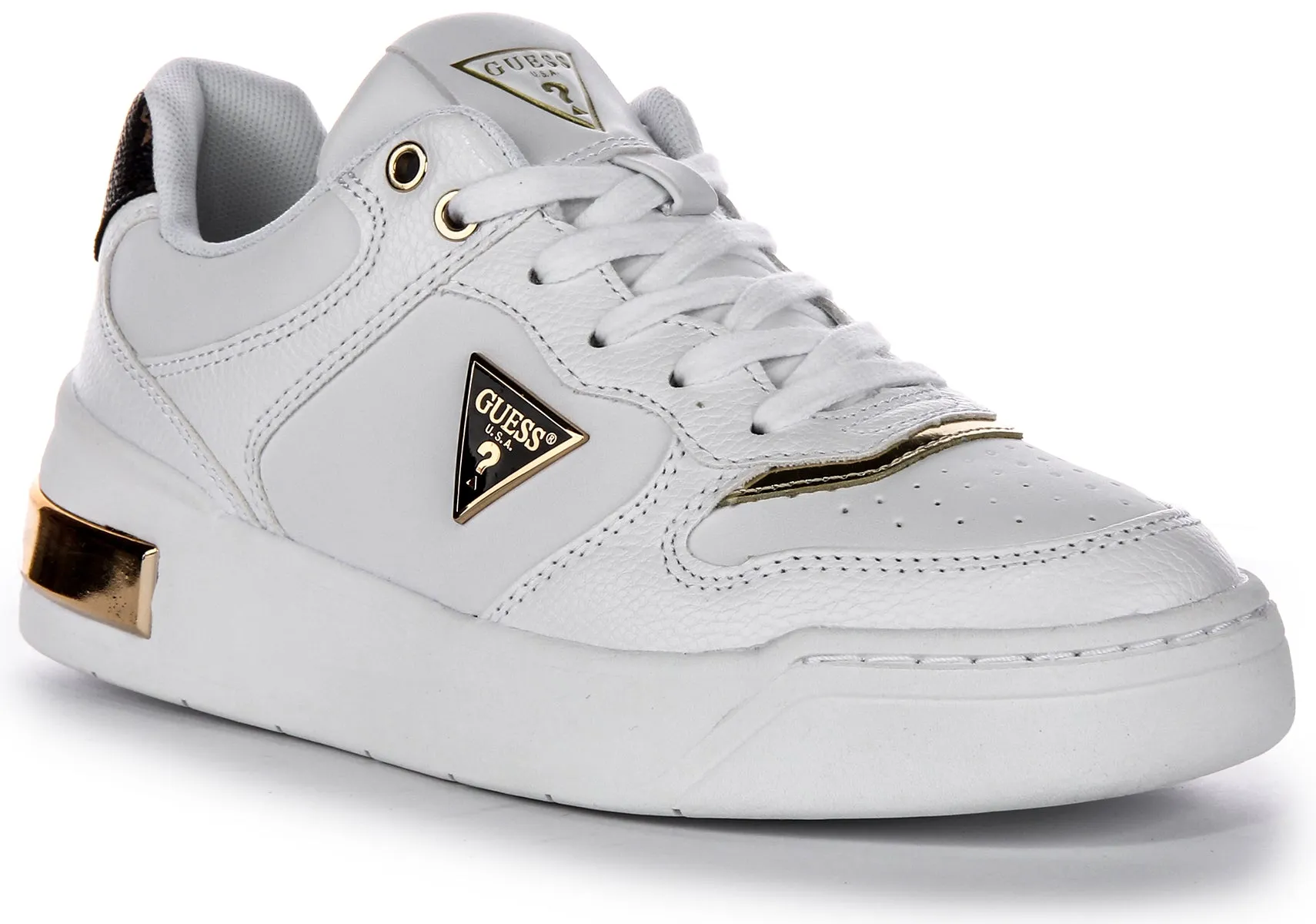 Molded midsole structure resists compression fatigue Guess Clarkz In White Gold For Women