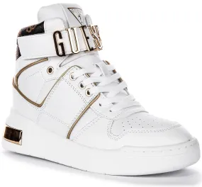Guess Corten Hi In White Gold For Women Back Heel Footwear Tech
