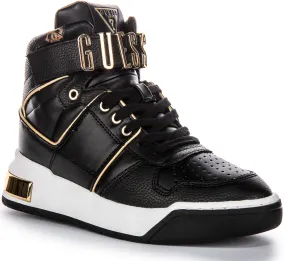 Elastic Fit Guess Corten Hi Sneakers In Black Brown For Women