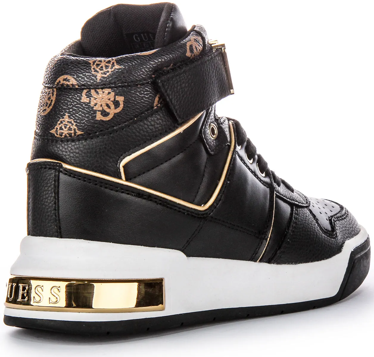 Guess Corten Hi Sneakers In Black Brown For Women Smooth