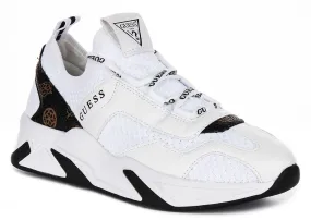 Guess Geniver Sneaker In White Brown For Women Compression-resistant sole helps maintain energy return