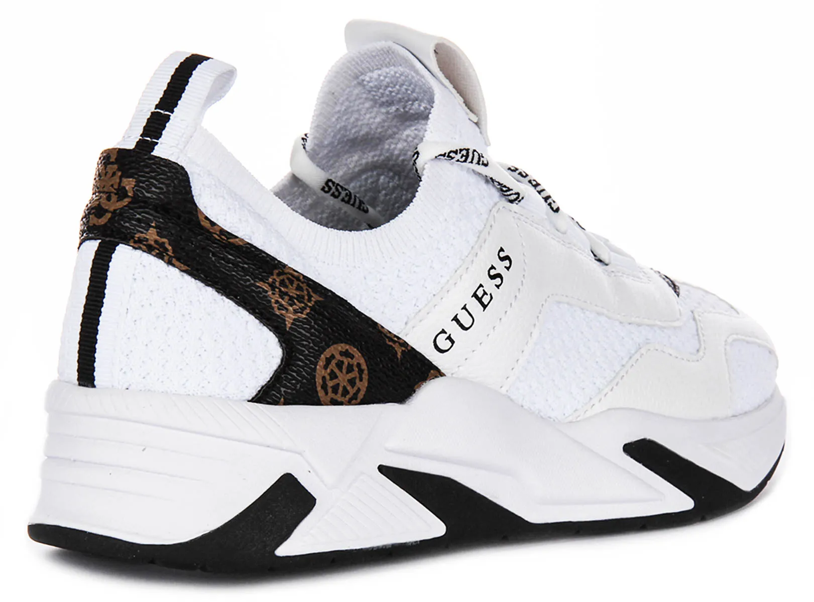 Guess Geniver Sneaker In White Brown For Women Dry Insole