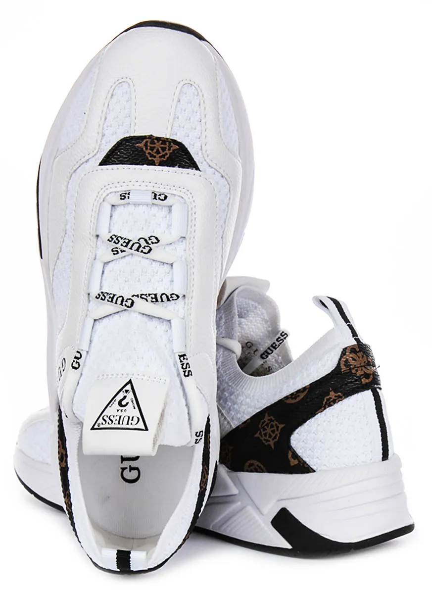 Guess Geniver Sneaker In White Brown For Women Dry Insole