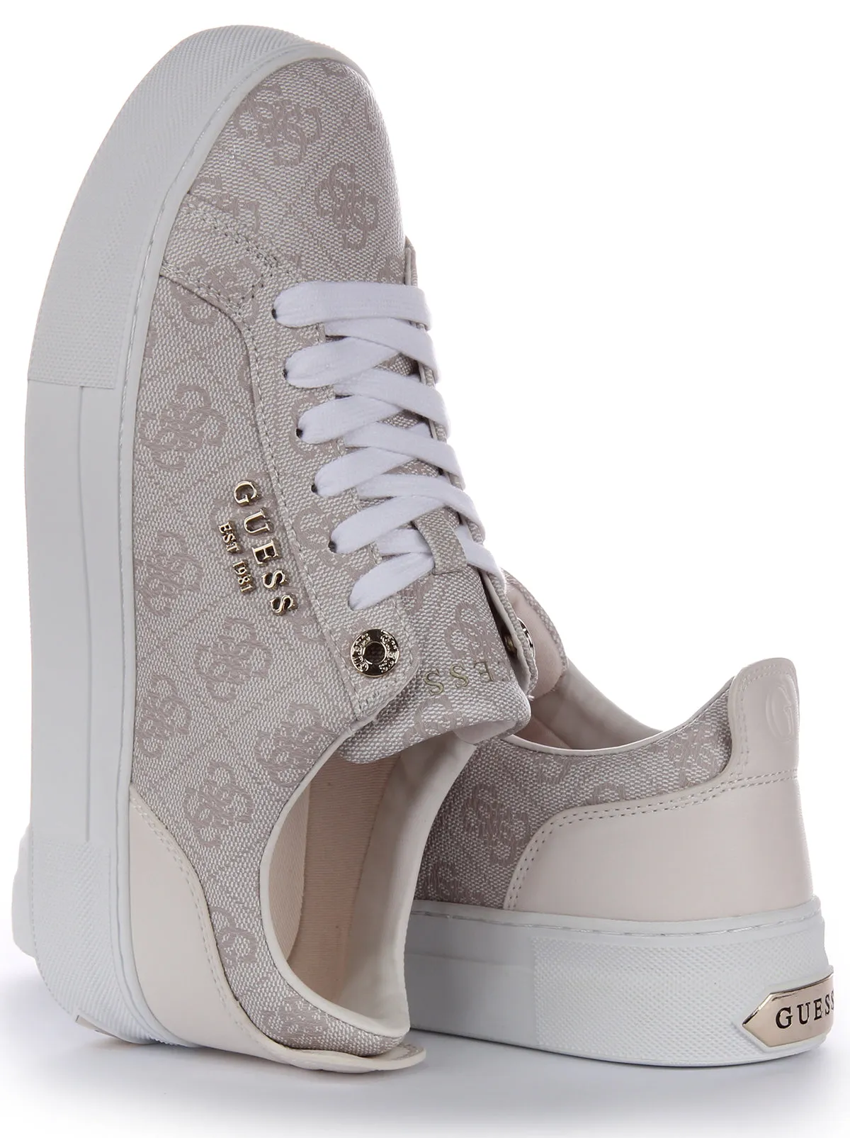 Guess Genza 4G Trainers In Stone For Women Easy Run