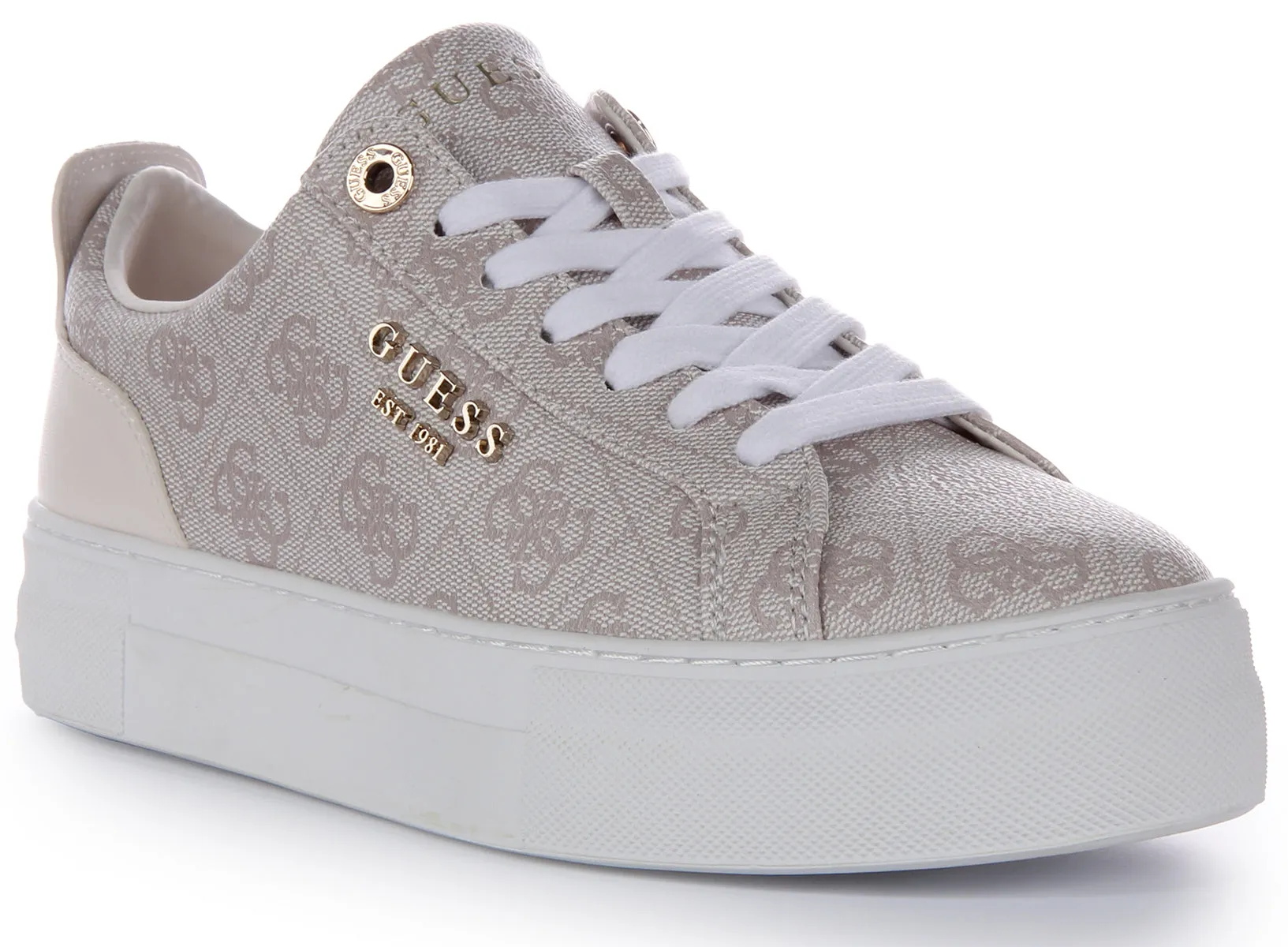 Guess Genza 4G Trainers In Stone For Women Ergonomic shaping guides efficient movement patterns Crafted to encourage a natural range of motion