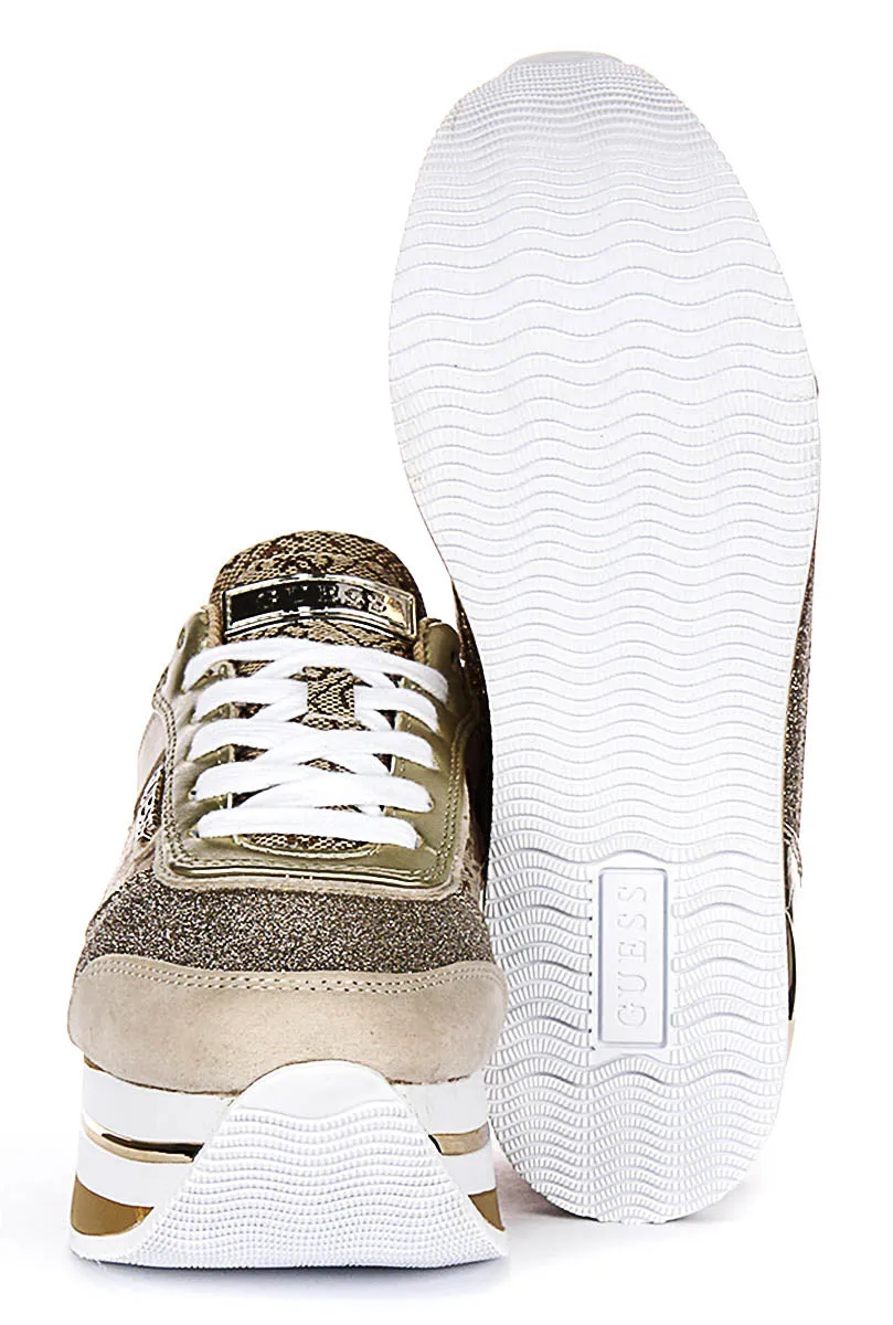 Guess Hansin Platform Sneaker In Beige Brown For Women Speed Motion