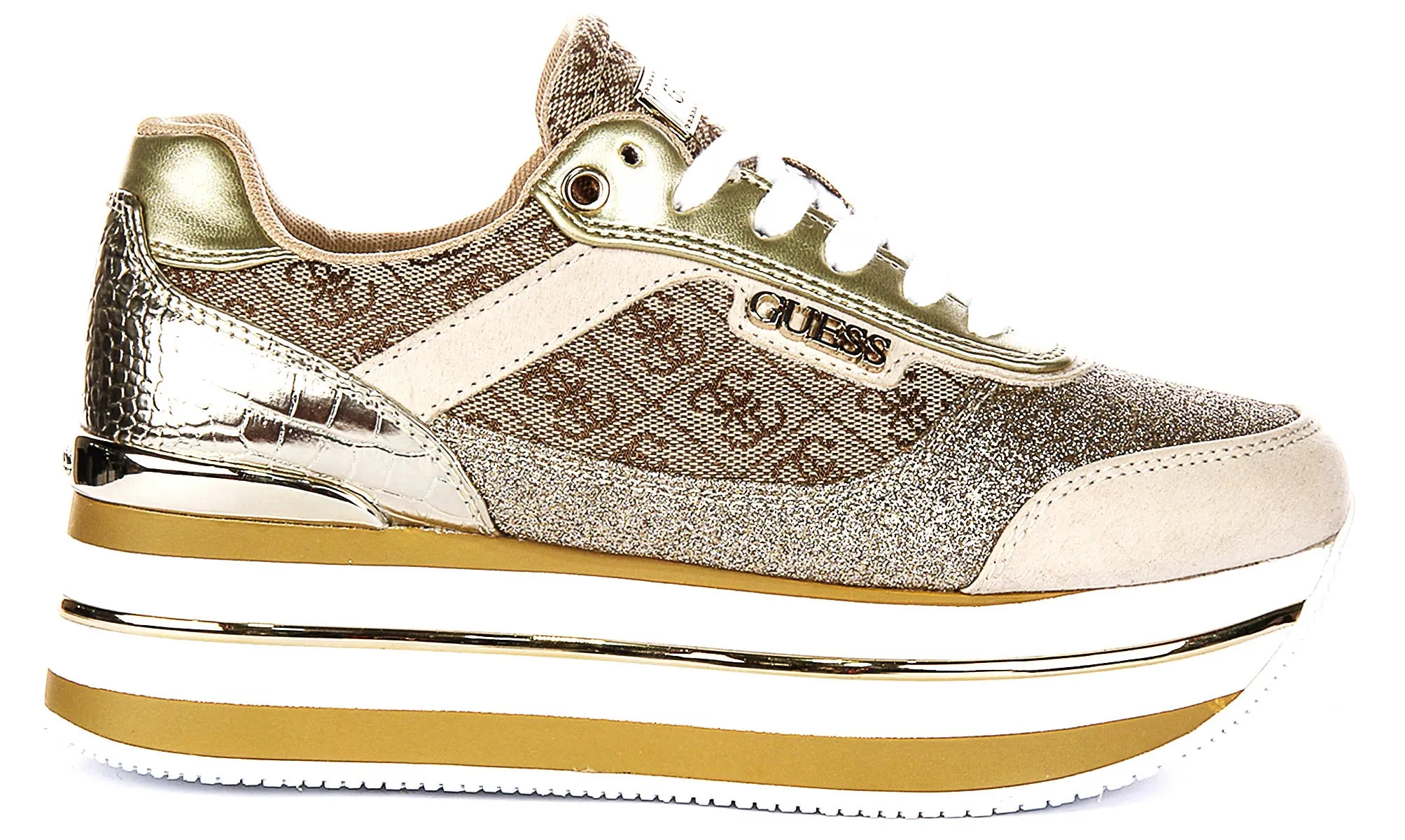 Guess Hansin Platform Sneaker In Beige Brown For Women Speed Motion