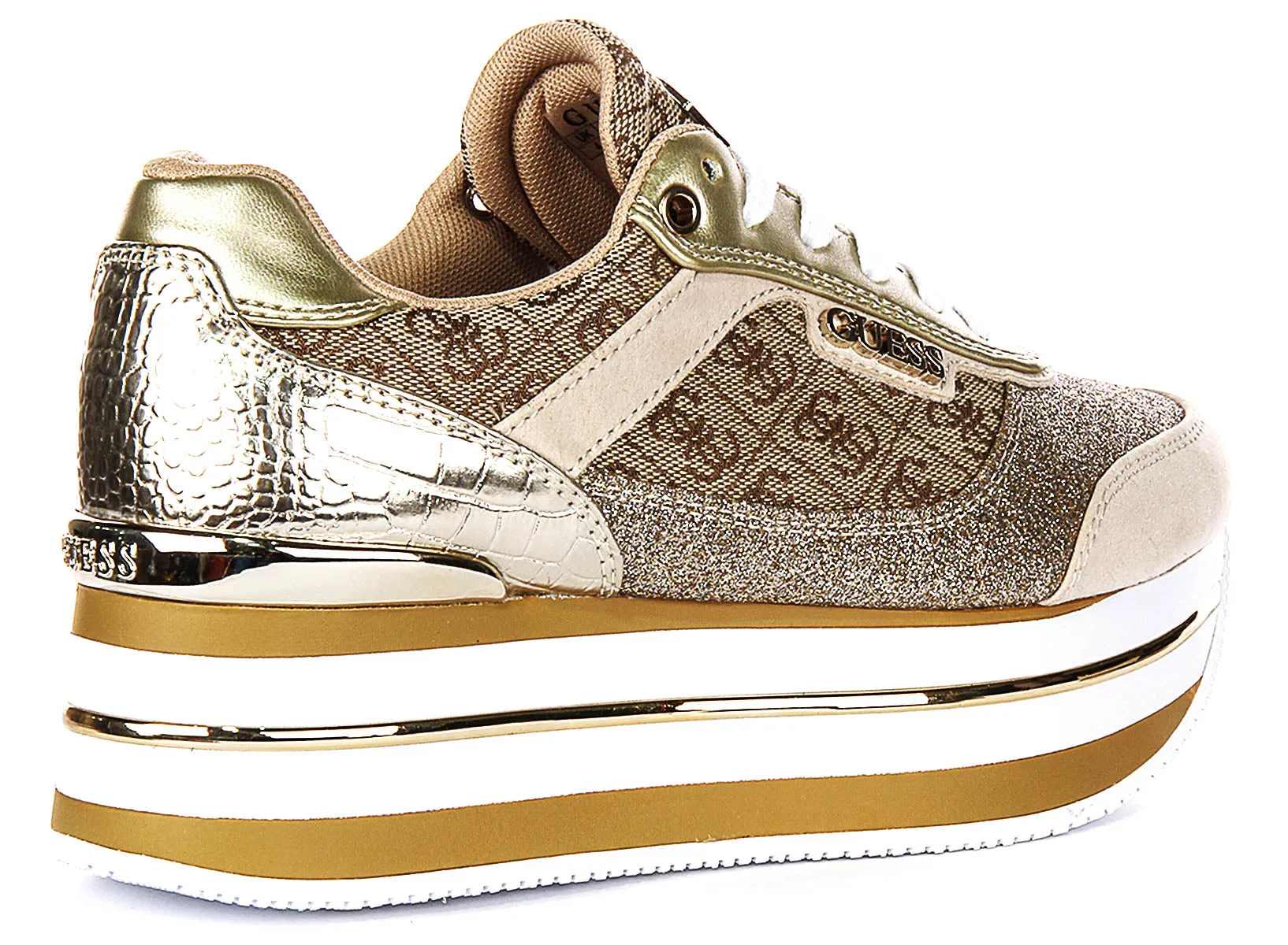 Guess Hansin Platform Sneaker In Beige Brown For Women Speed Motion