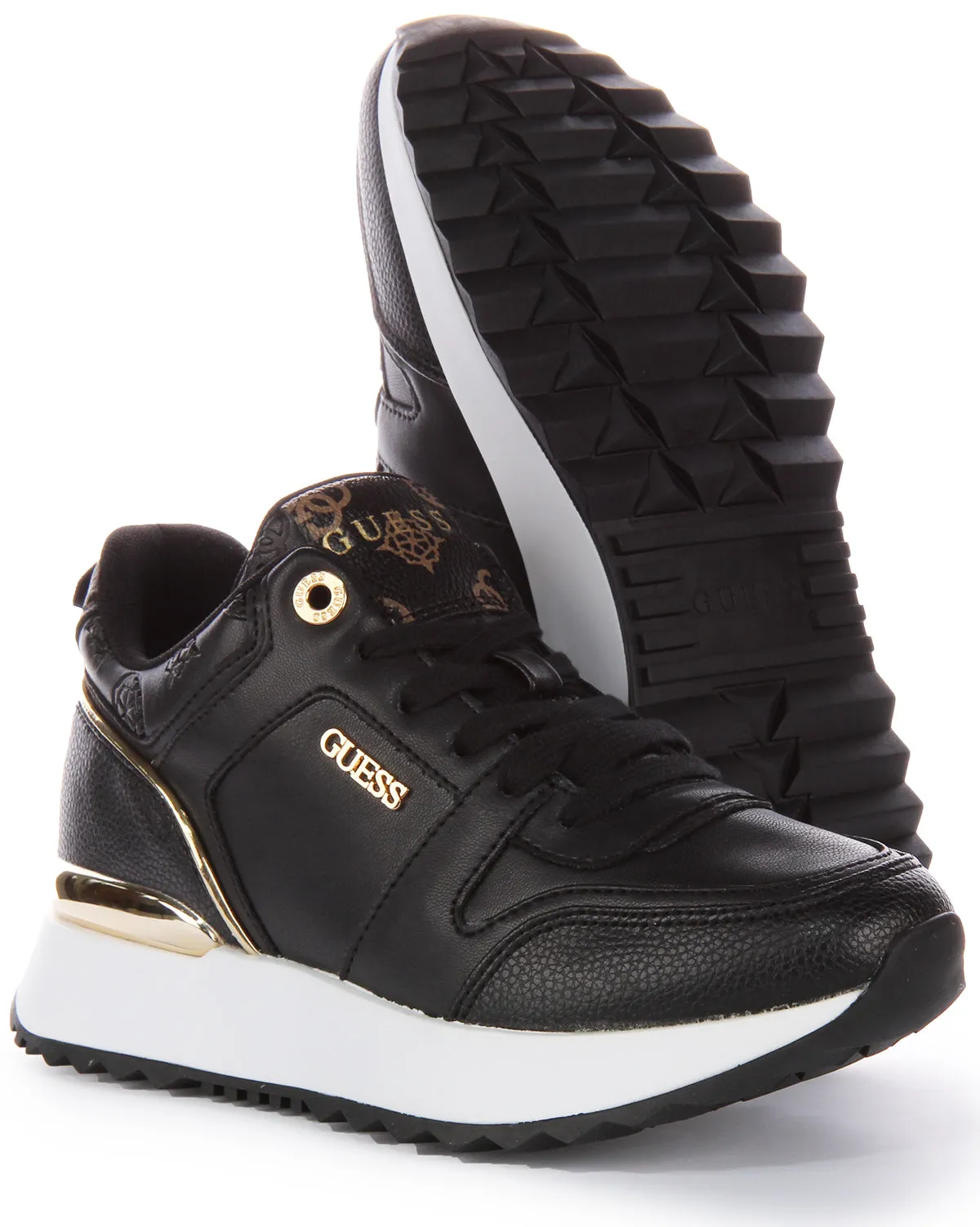 Guess Kaddy Peony Logo In Black Gold For Women Modern