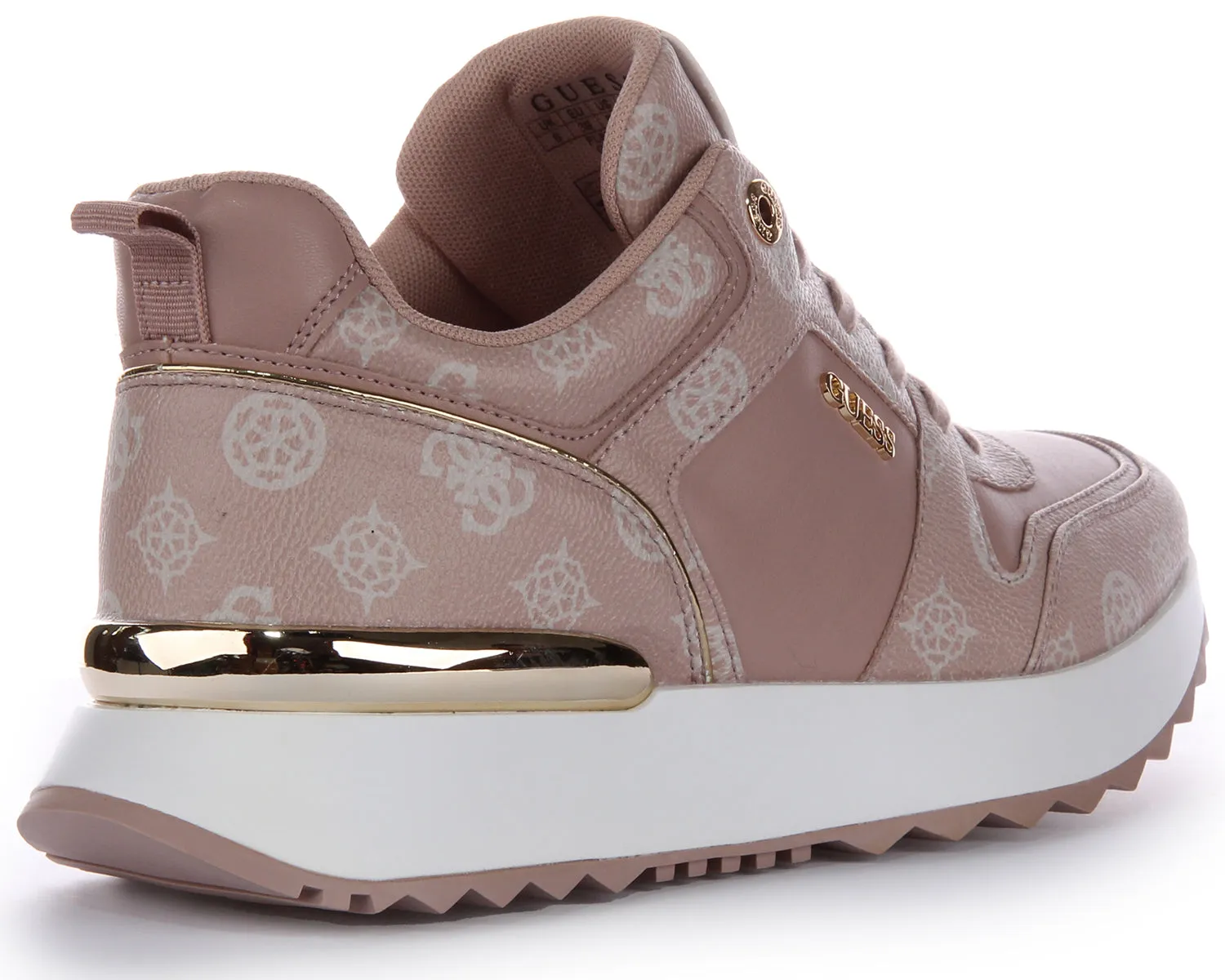 Guess Kaddy Peony Trainers In Pink White For Women Cushioned Insole