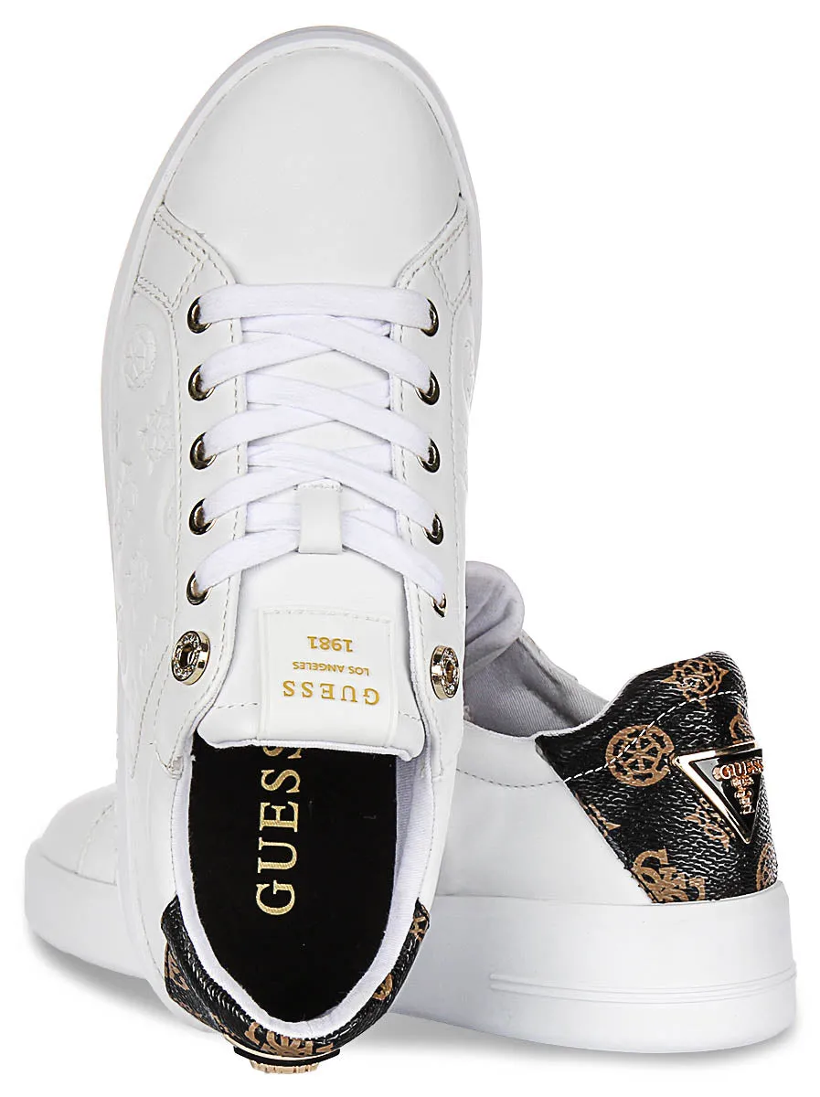 Guess Ronii 4G Peony Logo In White Brown for Women Sneakers Effort Grip