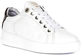 Padded Base Designed to handle long workouts with ease and stability Guess Ronii 4G Peony Logo In White Brown for Women Sneakers