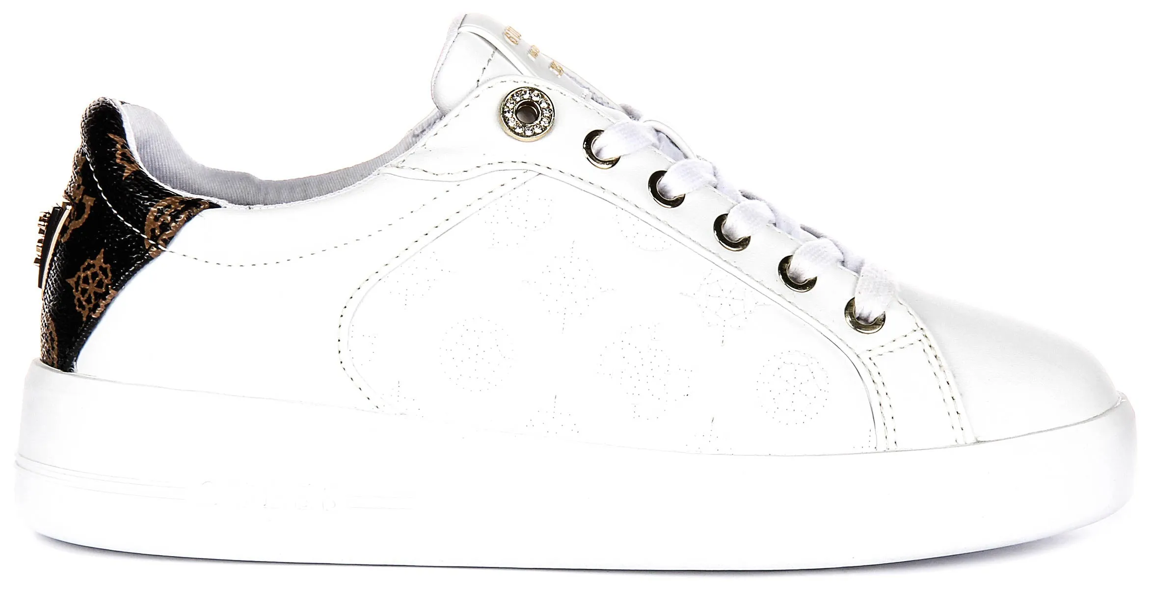 Guess Ronii 4G Peony Logo In White Brown for Women Sneakers Effort Grip