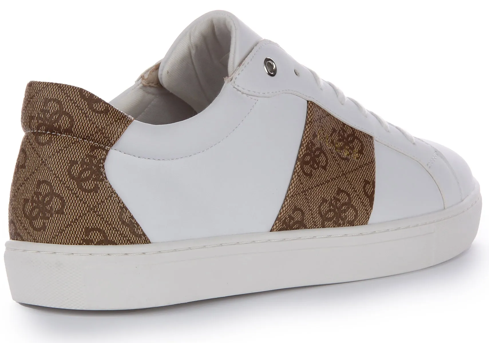 Guess Toda Semi 4G Trainer In White Brown For Women foldable
