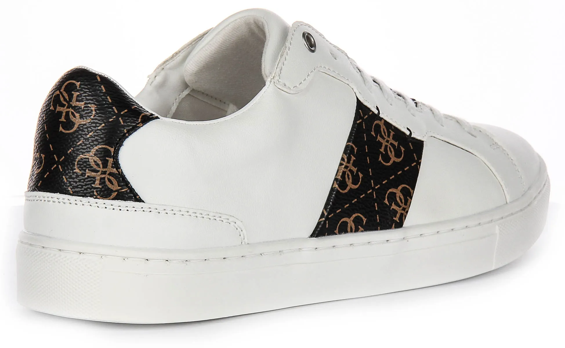 Guess Todi 4G Sneaker In White Brown For Men Strong Hold