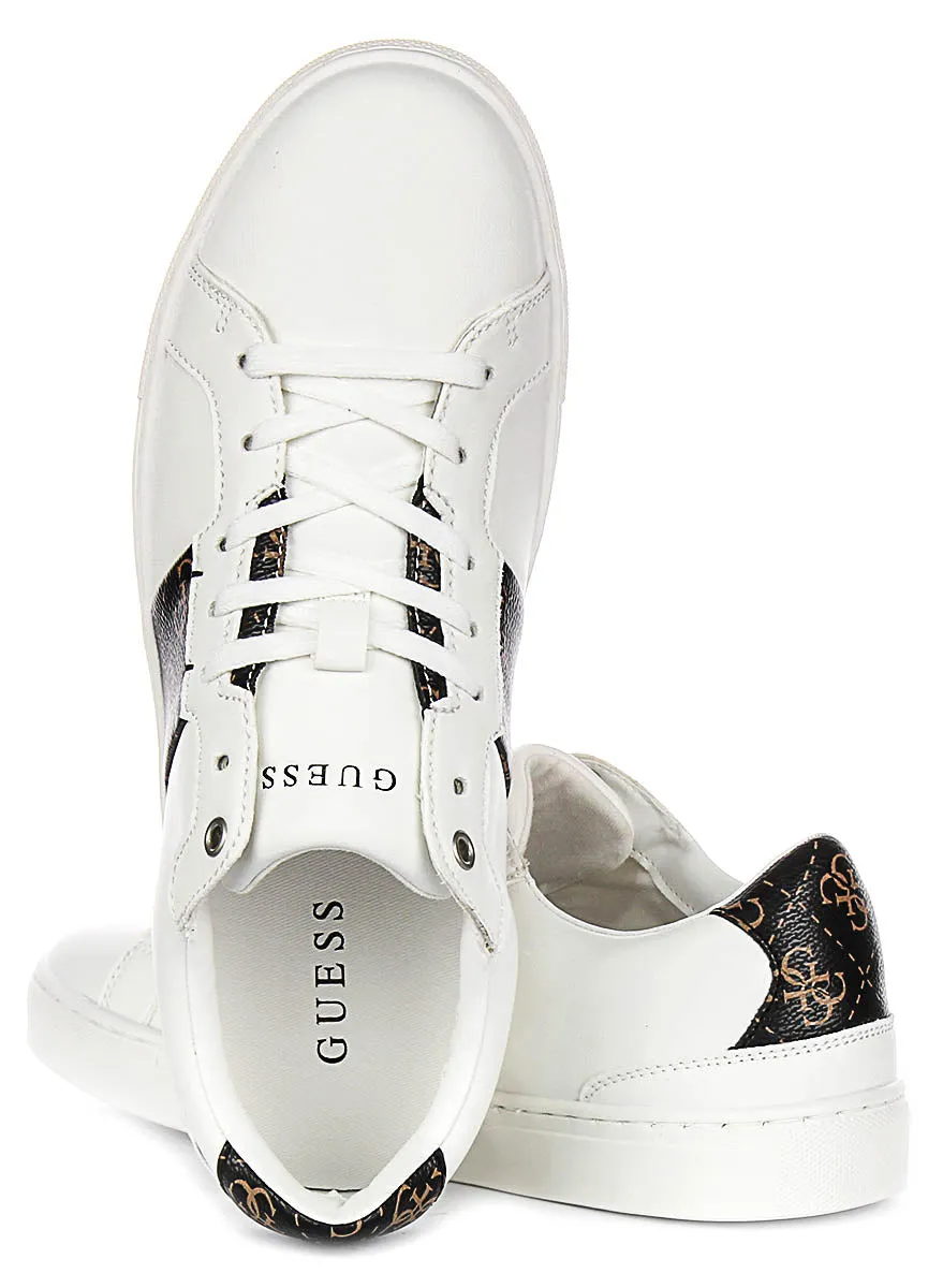 Guess Todi 4G Sneaker In White Brown For Men Strong Hold