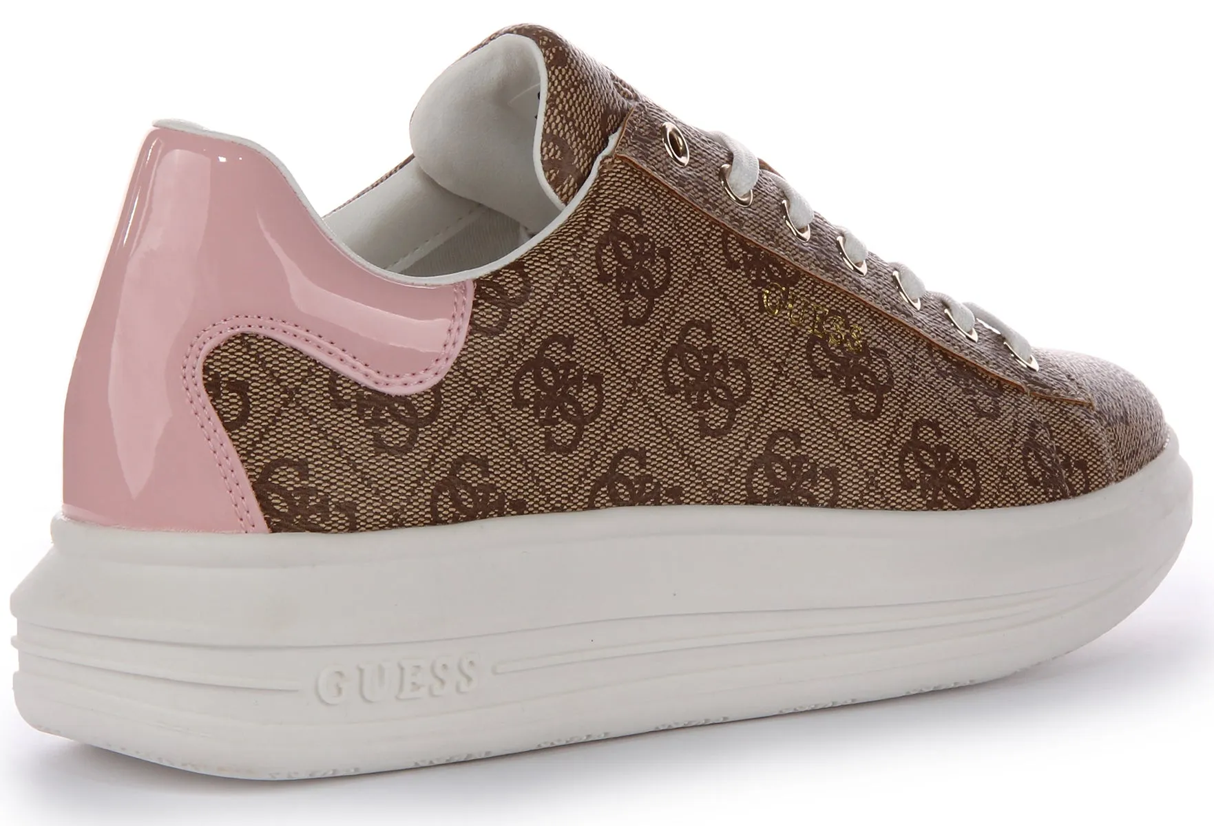 Guess Vibo 4G Trainers In Brown Pink For Women Impact Resistant