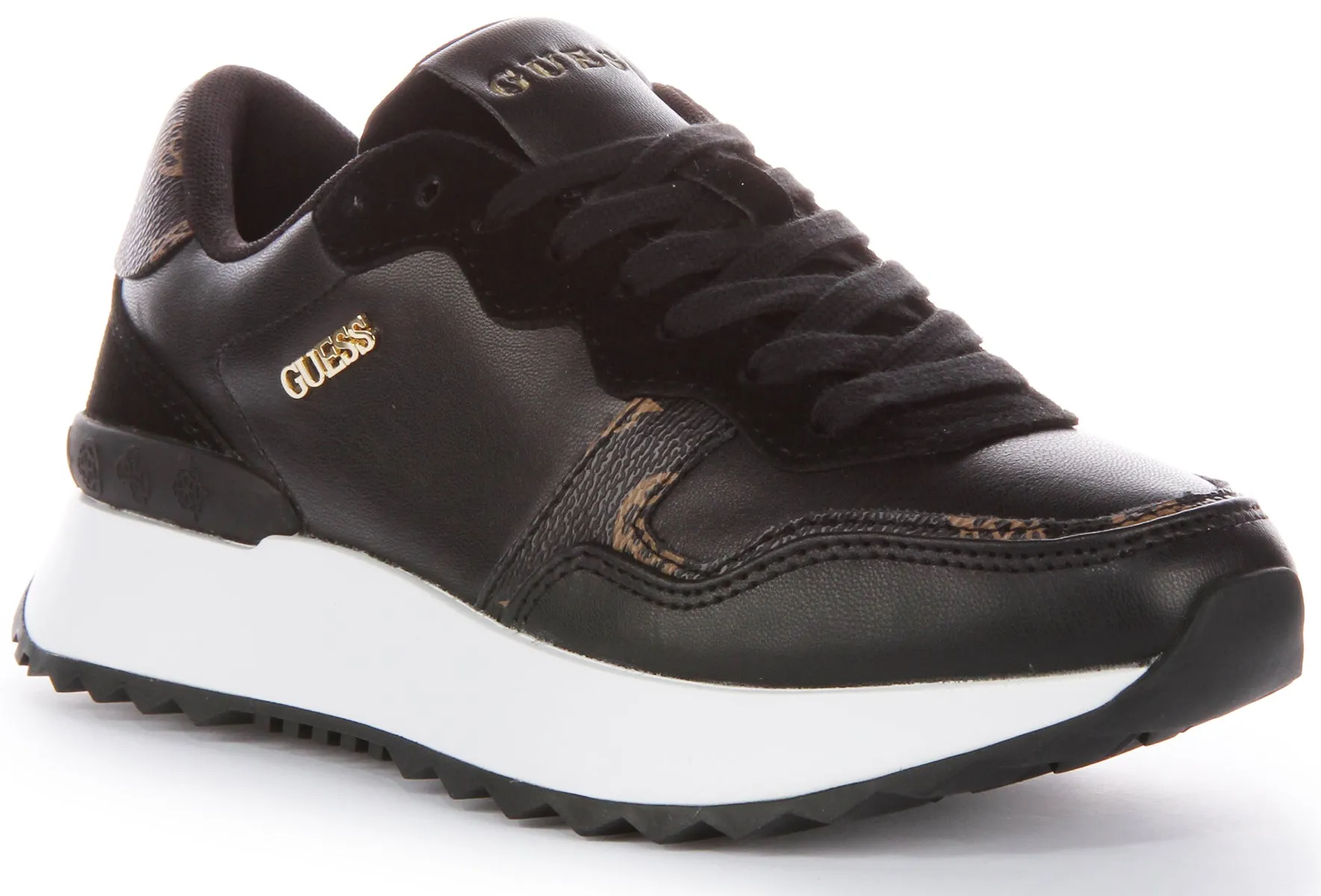 Lean Fit Guess Vinsa Low Top Trainer In Black White For Women