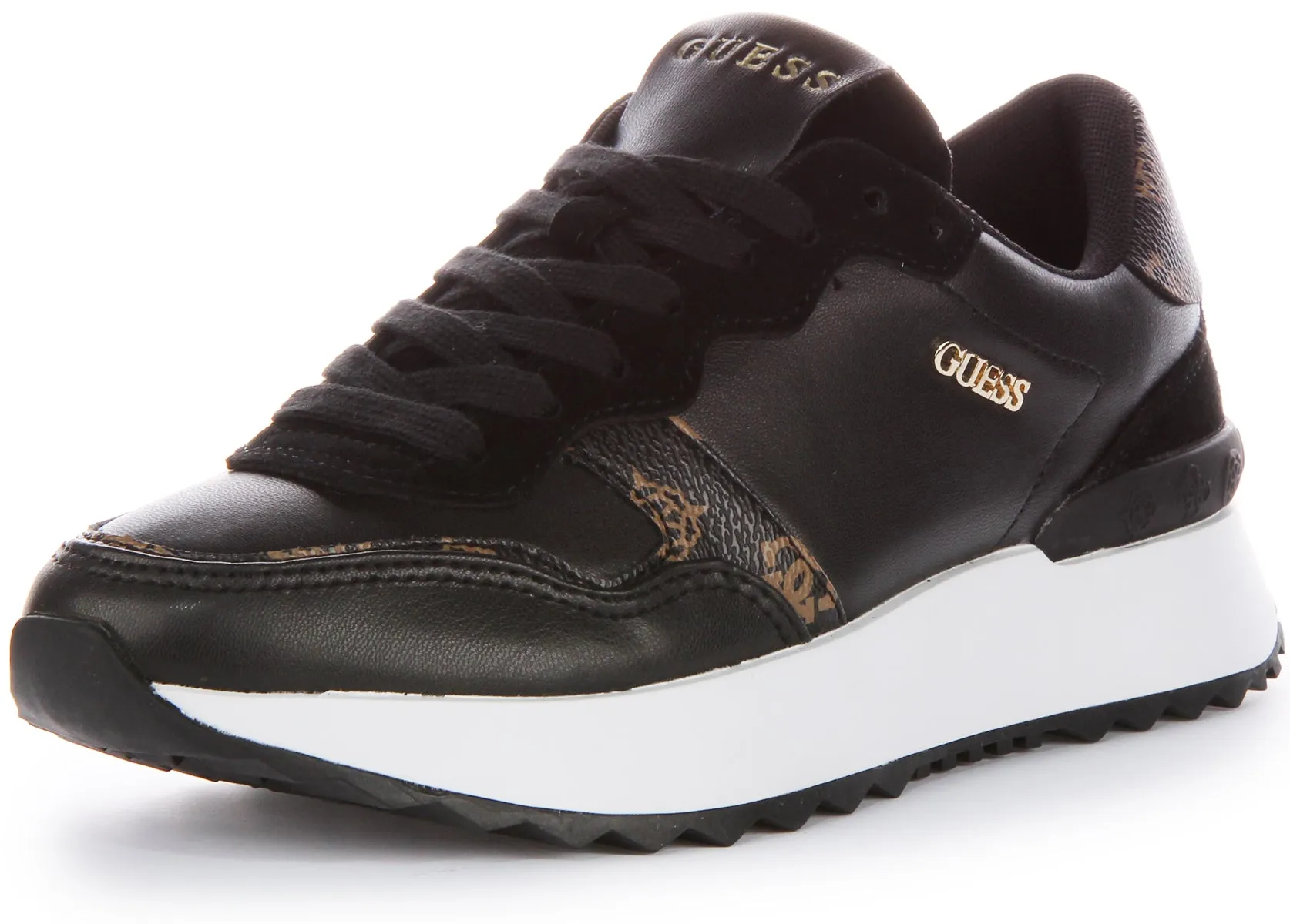 Guess Vinsa Low Top Trainer In Black White For Women energy returning