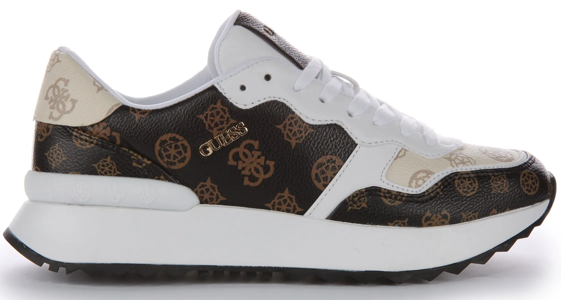 Guess Vinsa Trainer In White Brown For Women Mobility Fit