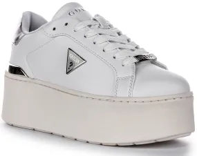 Guess Willen Platform In White Silver Quick Step Built to keep up with fast-paced dynamic routines