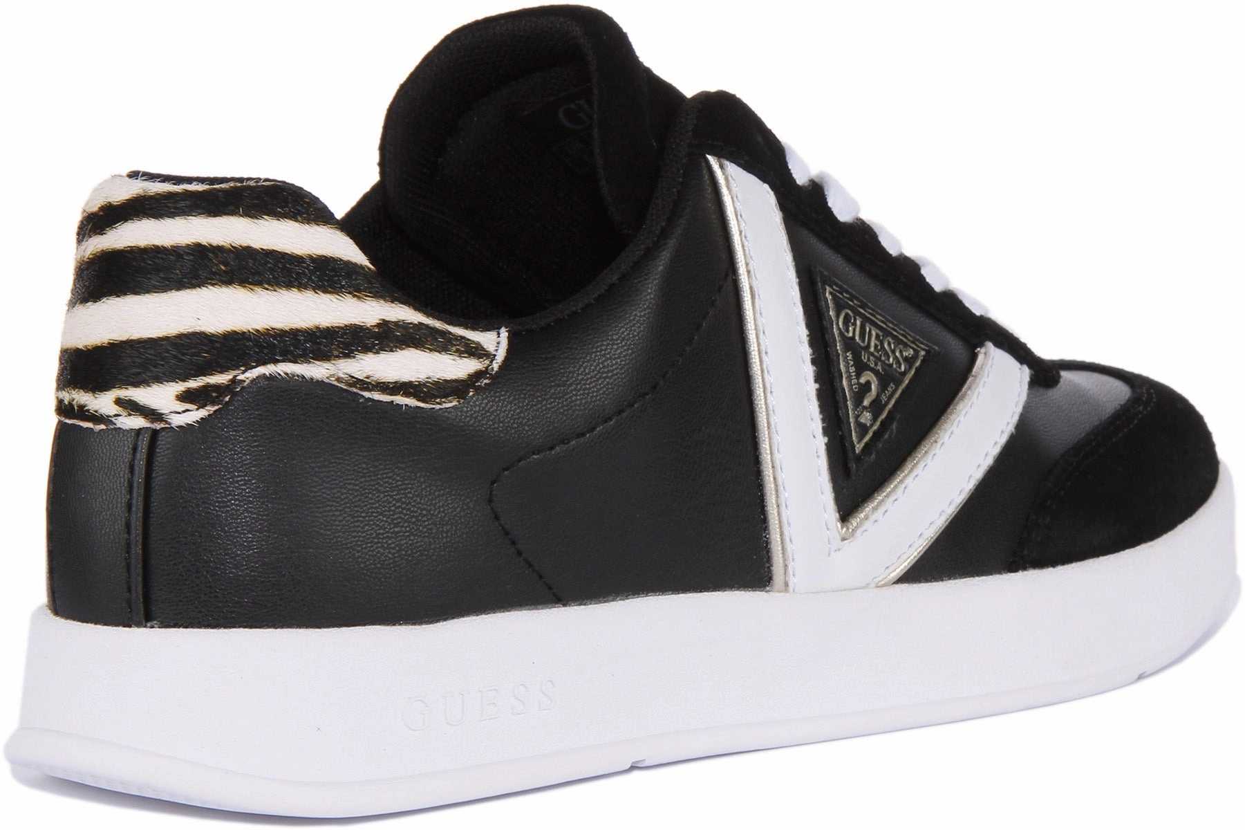 Guess Avaina Triangle Trainer In Black White For Women Flex Ready