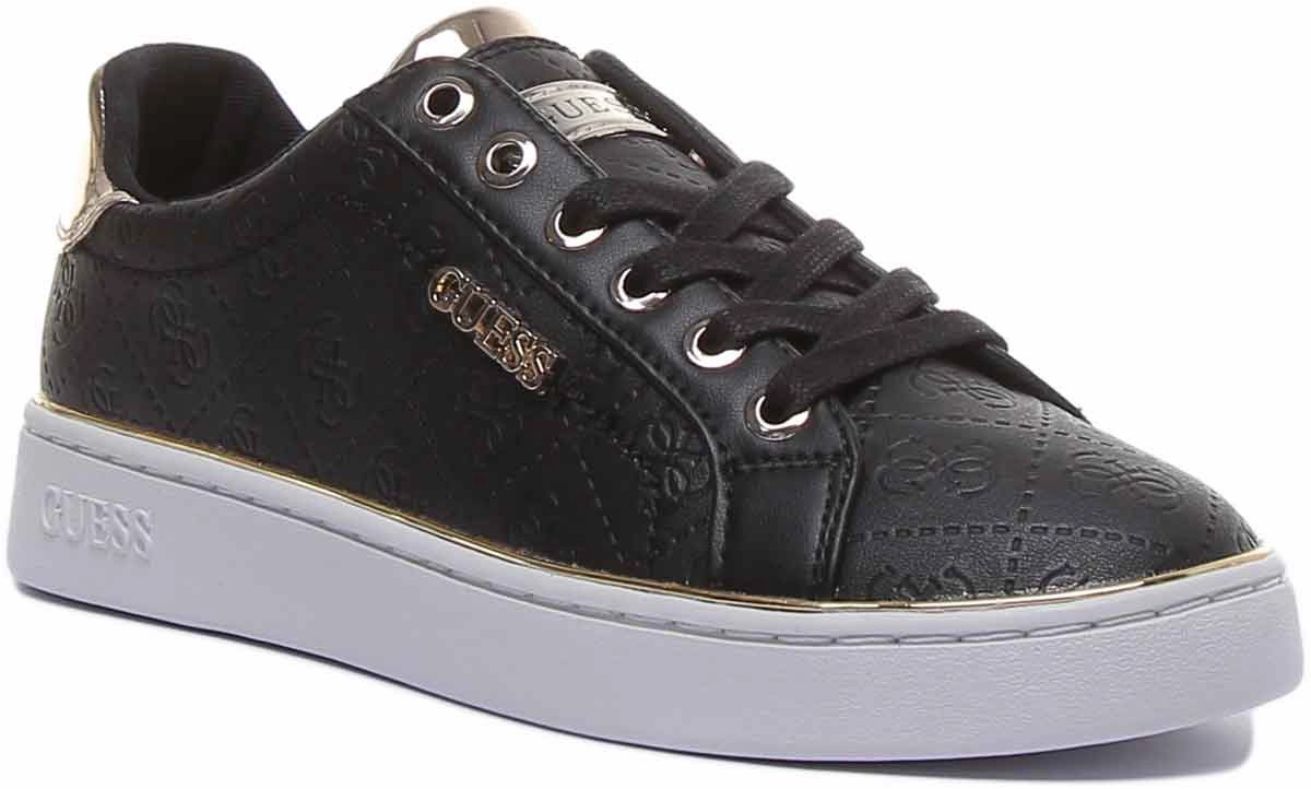 Walk Mode Guess Beckie Women's Lace Up Casual Sneakers In Black Gold