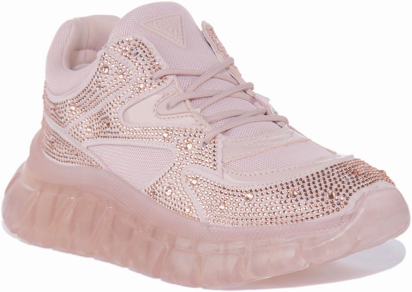 Guess Clarisse Rhinestone In Pink For Women Stretch Build