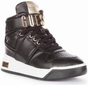 Stretch Grip Guess Corten Hi Top In Black Gold For Women