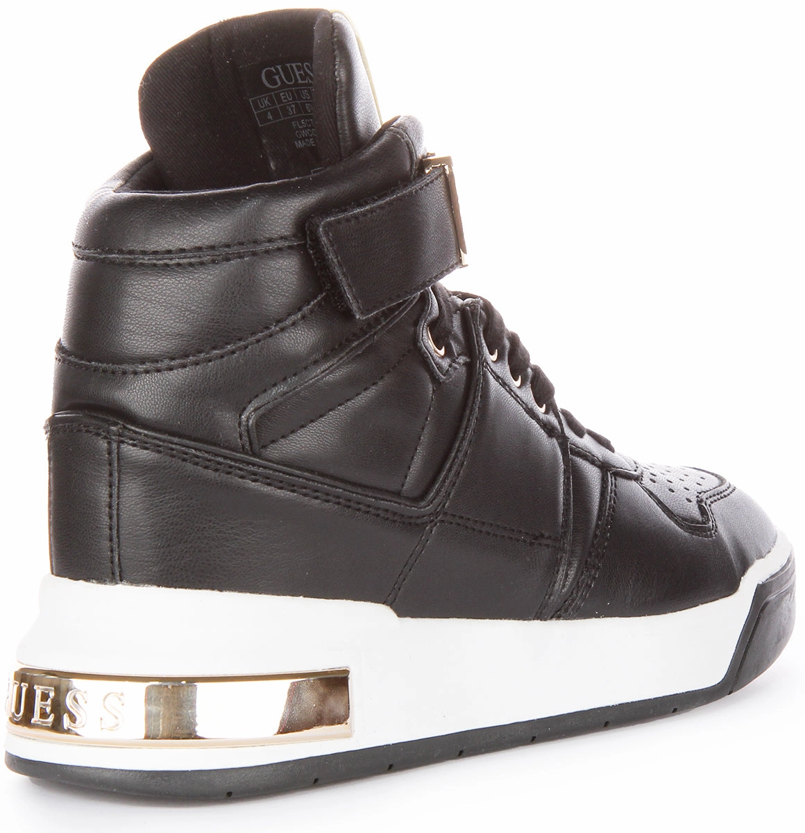 Guess Corten Hi Top In Black Gold For Women Bounce Sole