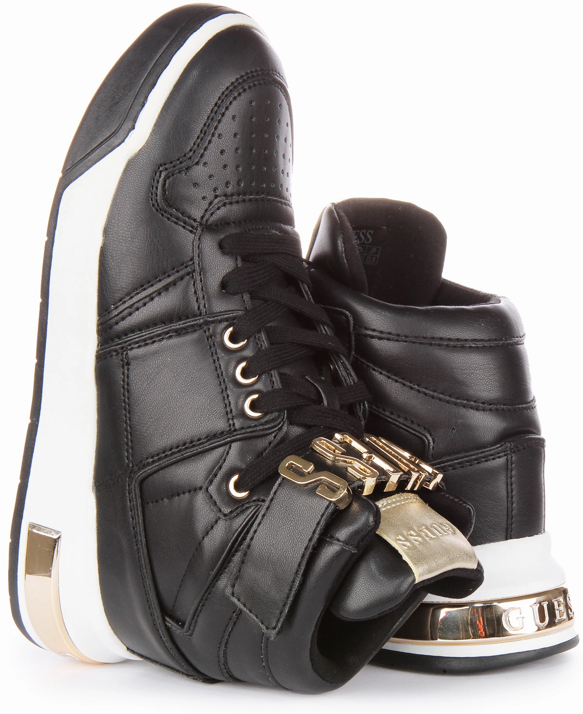 Guess Corten Hi Top In Black Gold For Women Bounce Sole