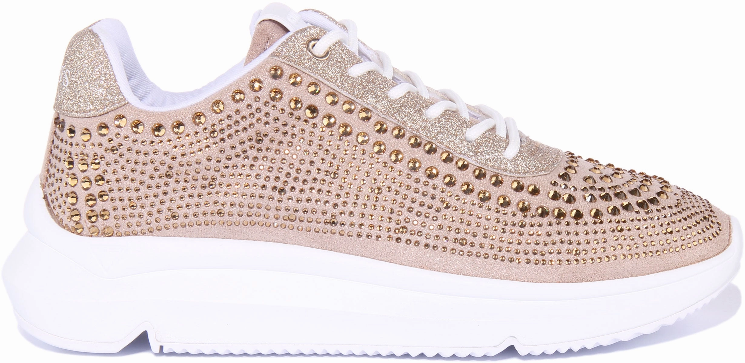 Guess Deglitz Rhinestone In Gold For Women Midsole Support