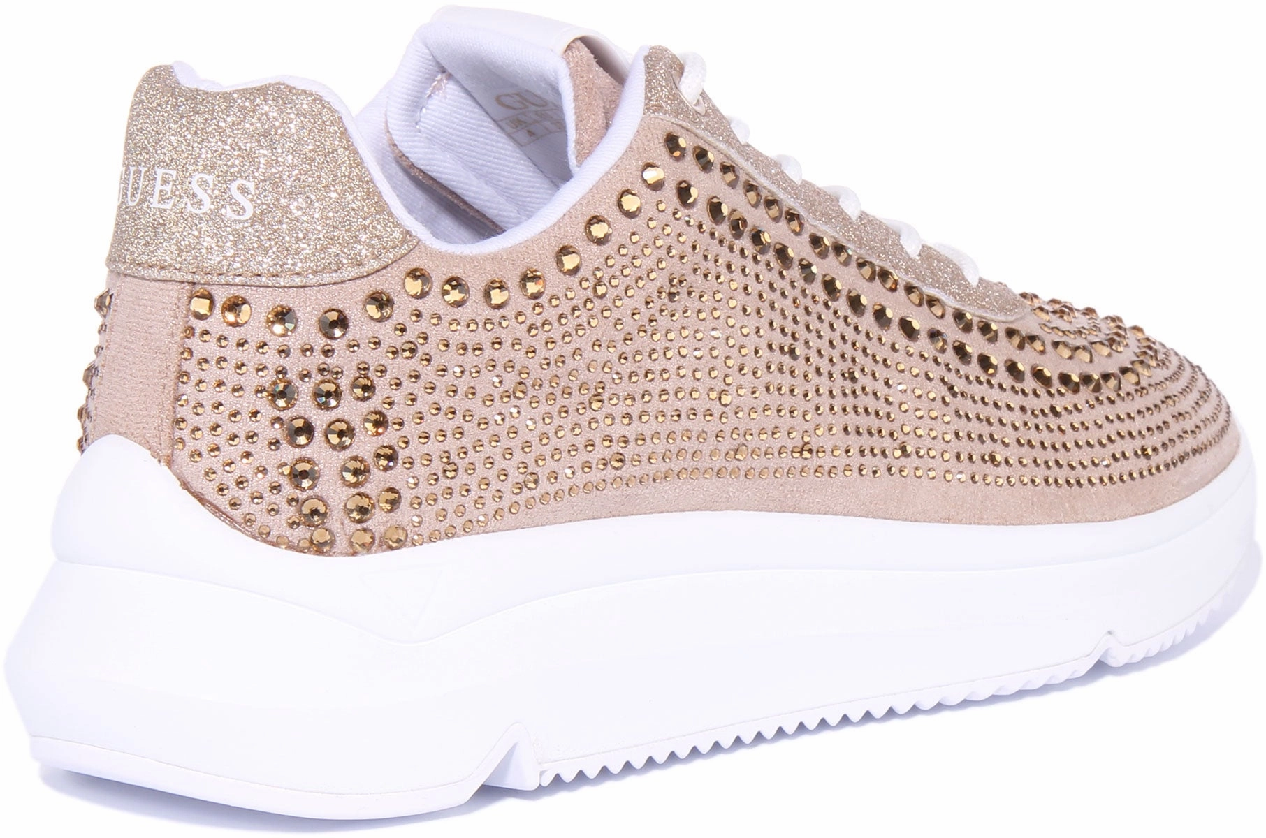 Guess Deglitz Rhinestone In Gold For Women Midsole Support
